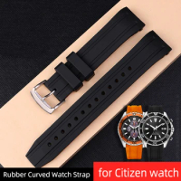 Rubber Curved Watch Strap for Citizen Light Kinetic Energy BN0190 BN0191-80LBN-17E Diving BN0193 Men's 22mm Silicone Watchband