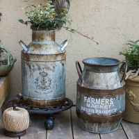 掬涵 銹色鐵皮桶花器花桶花瓶花器 藝術雜貨花園ZAKKA裝飾擺件