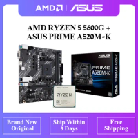 AMD Ryzen 5 5600G CPU+ASUS PRIME A520M-K motherboard supports M.2 with 64GB DDR4 AMD A520 (Ryzen AM4) micro ATX motherboard
