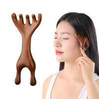 【Her】檀木經絡按摩梳 鹿角按摩梳 按摩梳(金絲檀木梳 檀木梳 經絡梳 頭皮按摩 五抓梳 頭皮按摩梳)