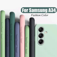 New Square Silicon Phone Case For Samsung A34 5G On Cover Samsung Galaxy A34 Galaxy A 34 Original Camera Protective Back Case