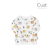 【Cuz】小熊烤餅乾-有機棉反摺袖肚衣(0-3m)