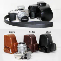 PU Leather Camera Bag Case Cover Pouch For Olympus Pen EPL5 E-PL5 EPL6 E-PL6 EPM2 E-PM2 with Shoulder Strap