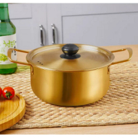 不銹鋼雙耳小煮鍋(金色)(尺寸:鍋總長22CM，鍋徑18CM，鍋高9.5CM)