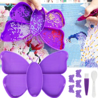 5 Grid Palette Butterfly Diamond Painting Tray Kits Diamond Painting Pen Nail Art Beading Plates Storage Container Cross Art