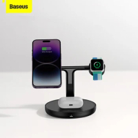 Baseus Swan 3-in-1 Wireless Magnetic Charging Bracket 20W For iPhone 12 13 14 Pro Max Phone Stand Wireless Charger For Airpods