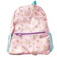 小禮堂 雙子星 折疊尼龍後背包 旅行背包 盥洗包 手提化妝包 (紫 行李箱)