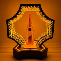 OEM Bar Lounge Rechargeable Golden Display VIP Single Liquor Champagne Bottle Holder LED Bottle Presenter Glorifier Display