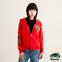 Roots 女裝-舞龍新春系列 短版連帽外套-紅色