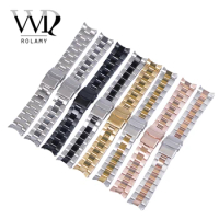 Rolamy 22mm High Quality Stainless Steel Wrist Watch Band Replacement Metal Bracelet Double Push Clasp For Seiko SKX007 SKX009