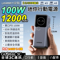 UGREEN綠聯 100W 12000mAh 行動電源 2孔輸出 單口100W PD/PPS/QC/SCP 快充