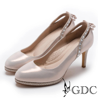 【GDC】後水鑽拉帶典雅氣質羊皮高跟鞋/婚鞋-粉色(727154)