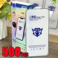 500pcs Stronger Tempered Glass 9H Premium Screen Protector Film Guard For iPhone 15 Pro Max 14 Plus 13 Mini 12 11 XS XR X 8 7 SE