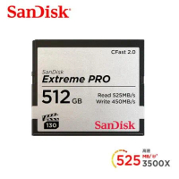 SanDisk Extreme PRO CFast 2.0 512GB 記憶卡 525MB/S (公司貨)