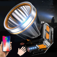 ไฟหน้า LED ทรงพลังพร้อมแบตเตอรี่ในตัว ไฟฉายหัวแบบชาร์จ USB กันน้ำ ไฟฉายหัว XHP70 300000 LM XHP90.2 P