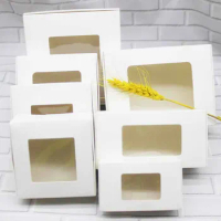 20pc Vintage kraft gifts package window box white paper candy boxes soap favors Package box jewelry package box