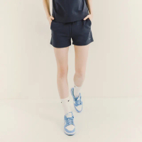 【Hang Ten】女裝-毛巾布刺繡短褲(深藍)