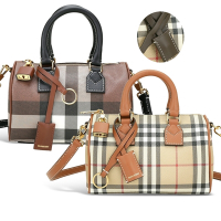 BURBERRY [官網價48,900]格紋塗層手提/斜背波士頓包-3款可選
