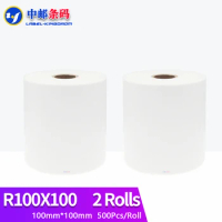 2 Rolls Zebra Compatible 100mm*100mm (4"X4" Shipping Label) 500Pcs/Roll For Thermal Printer 10cmX10cm