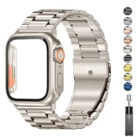 Stainless Steel Strap For Apple Watch Band 45mm 41mm 40mm 44mm Metal Correa Bracelet i Watch 7 6 5 SE 8 Case Change to Ultra