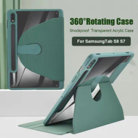 360° rotation Case For Samsung Galaxy Tab S9 S8 S7 11 inch Smart Cover for Samsung S7 S8 S9 Plus 12.4 FE Funda with S Pen Holder