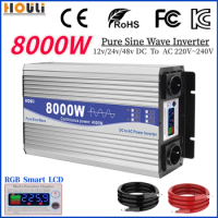 Pure Sine Wave 5000W 6000W 8000W Power Inverter DC 12v 24v 48v To AC 220v 230v Voltage Converter Car Inverters Solar Transformer