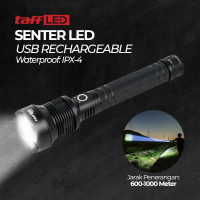 Senter LED Flashlight SUPER TERANG JARAK PENERANGAN 600 - 1000 METER USB Rechargeable XHP 70 2000 Lu