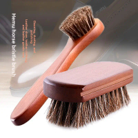 Horsehair brush with wooden handle, shoe brush, leather shoe polishing brush, shoe polish brush, sue