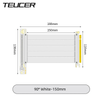 TEUCER PCI-E 4.0 X16 Riser Cable Video Card EMI Shielded High-Speed Flexible Extender PCI Express Ge