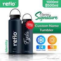 Reflo Signature Identity Water Bottle Tumbler Custom Name 1000ml Tumblr Botol Tahan Air Sejuk Panas
