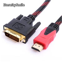 1.5M 5FT DVI-D Male To HDMI-compatible FNRG Cable High Speed HD To DVI Digital Audio Cable for PC Laptop TV