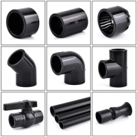 Black PVC Pipe Connector 20~50mm Elbow Tee Joint Aquarium Tank Water Supply Drainage End Cap Connectors DIY Irrigation Fittings