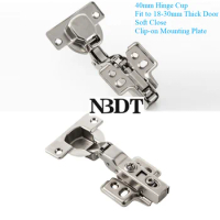 2Pcs Hydraulic Soft-close Clip On Cupboard Cabinet Door Hinge 40mm Cup Fit to18-30mm Thick Door