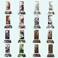 wallpaper stiker kulkas 1 pintu dan stiker kompor gas 2 tungku bahan vinyl glosi motif bunga terinda
