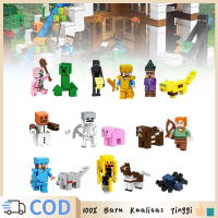 16pcs Action Figure Minecraft Mini Steve Zombie Creeper Minifigure Mainan Koleksi Pajangan Karakter