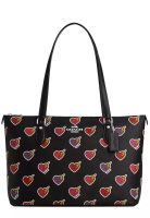 COACH Gallery Tote Bag With Heart Bolt Print in Black Multi CW434