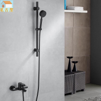 黑色304不銹鋼升降淋浴花灑套裝 浴室手持增壓花灑 冷熱淋浴器 可調節昇降桿 手持設計 防燙處理