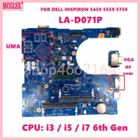 LA-D071P With i3/i5/i7 CPU Notebook Mainboard For Dell Inspiron 5559 5759 5459 3559 Laptop Motherboard 100% Tested OK