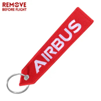 AIRBUS Red Keychain Double-sided Embroidery A320 Aviation Key Ring Chain for Aviation Gift Porte Clef Lanyard Keychains