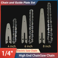 4 6 8 Inch Mini Steel Chainsaw Chains 1/4 Electric Chainsaws Accessory Chains Replacement Mini Electric Chainsaw Chain Saw