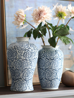 仿古手繪青花瓷花瓶擺件中式古香古色客廳水培插花花器