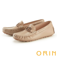 ORIN 造型飾釦牛皮平底休閒鞋 淺棕
