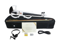 Biola Elektrik Merk MANDALIKA Warna Putih Original Ukuran 4/4 Bonus Hardcase Bow Rosin Bridge buat P