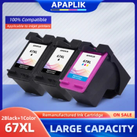APAPLIK 67XL Ink Cartridge Comaptible for hp67 For HP 67 XL Deskjet 2723 2752 1225 ENVY 6020 6052 6055 6420 6452 4152 4140 4155