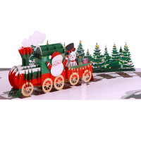 Handmade Custom Cute Christmas train Pop Up Greeting Card 3D Christmas Day gift card