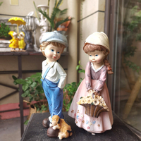 美式鄉村森林陽臺綠色花園情侶系列婚慶裝飾禮品 娃娃擺件樹脂
