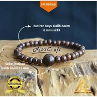 Gelang Tasbih 33 Butir Kayu Galih Asem Hitam Jawa ASLI