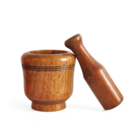 Resin Mortar Pestle Set Wooden Grinding Bowl Household Kitchen Manual Garlic Ginger Spices Grinder Mortar Pestle Set