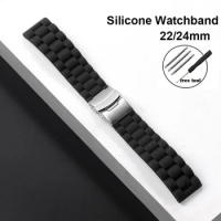 22mm 24mm Silicone Watch Band for Seiko for Rolex Strap Sports Waterproof Bracelet Men Women Universal Wristband Accessories