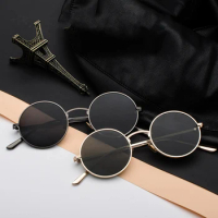 Alloy Round Gold Frame Polarized Sun Glasses Polarized Mirror Sunglasses Custom Made Myopia Minus Prescription Lens -1 To -6